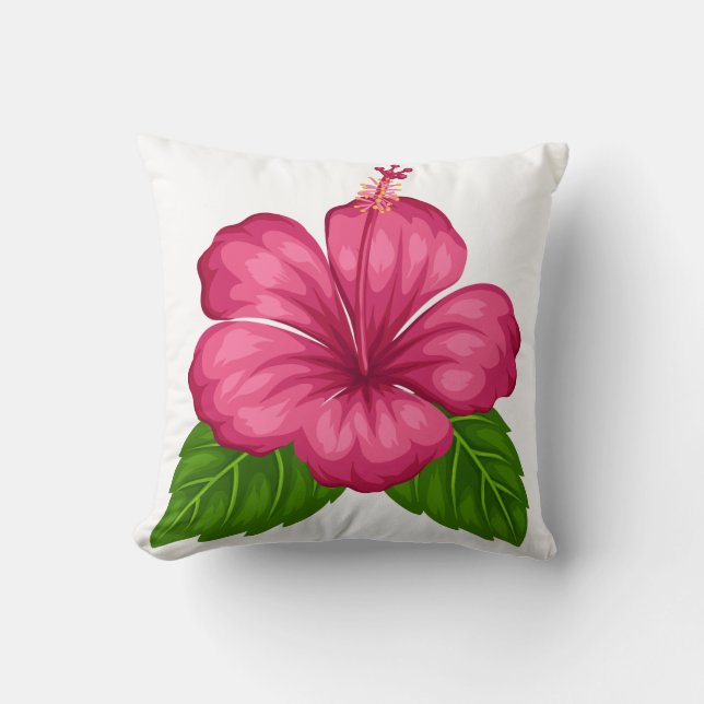 Oreiller Carré - Fleur d'Hibiscus Rose (Recto)