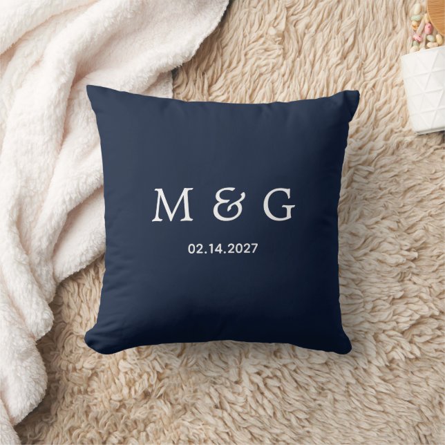 Oreiller carré personnalisé avec monogramme et dat (Couverture)