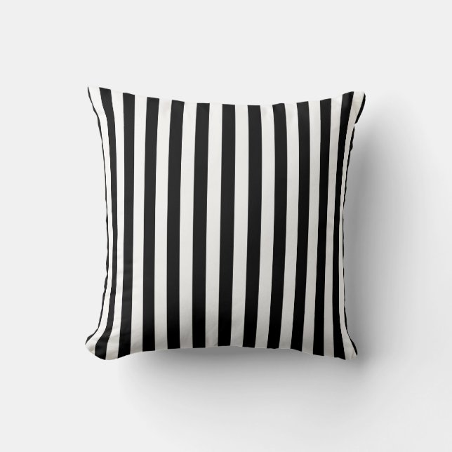 Oreiller Carré Rayé Noir et Blanc (Recto)
