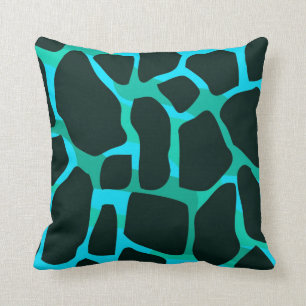 Oreiller Carré Teal Bleu Vert Noir Animal Vache