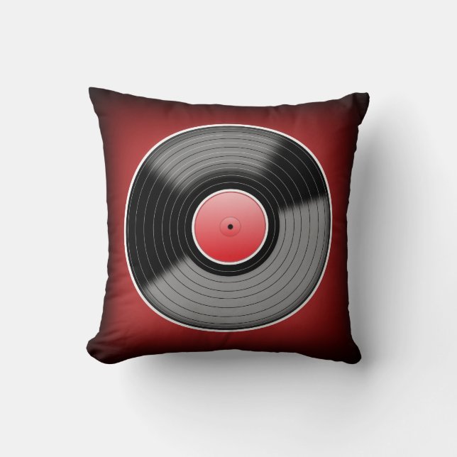 Oreiller carré Vinyl Junkie Red Fade (Recto)