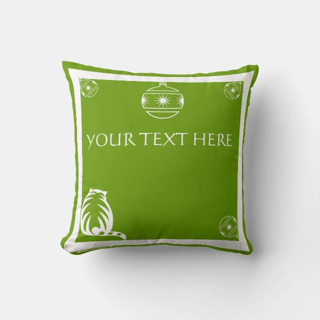 oreiller chat décoration GREEN, RED AND WHITE (Recto)