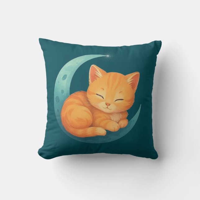 Oreiller Chat Douce Rêves sur la Lune (Recto)