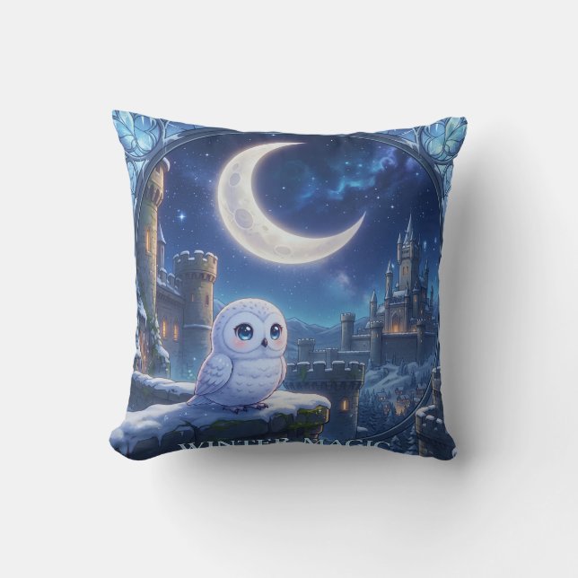 Oreiller Château de Lune Hibou Neigeux (Recto)
