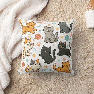 Oreiller Chats Dessin Animé Coloré – Motif Ludique