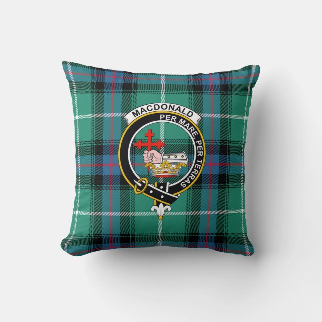 Oreiller Clan MacDonald Tartan, Badge et devise (Recto)