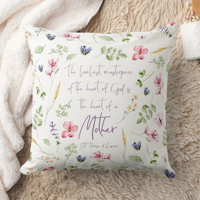 Oreiller Cœur de Mère avec fleurs sauvages (Couverture)
