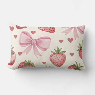 Oreiller Coquette à la Fraise Vintage et aux Nœuds