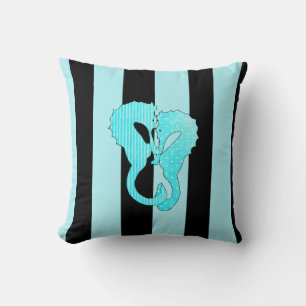 Oreiller Coquillages et Hippocampes Bleu Aqua Noir