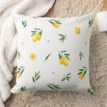 Oreiller Cottagecore Aquarelle Citron Jaune