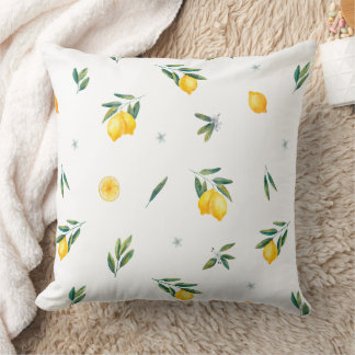 Oreiller Cottagecore Aquarelle Citron Jaune