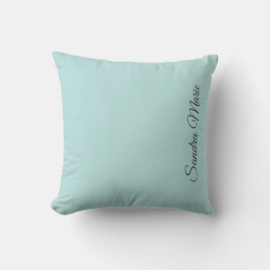 Oreiller couleur unie sarcelle claire avec monogra