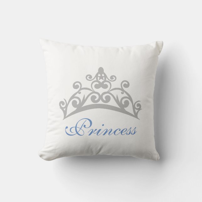 Oreiller Couronne de Princesse Bleu et Blanc (Recto)