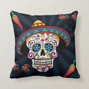 Oreiller crâne sucré mexicain cool