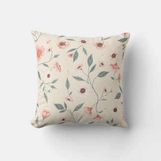 Oreiller d'accent botanique à fleur sauvage rose t