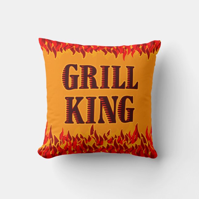 Oreiller d'art BBQ Grill King Red Flames (Recto)