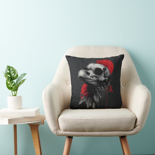 Oreiller d'art de rue grunge gothique Crâne de cor (Chaise)