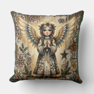 Oreiller d'art populaire vintage en forme d'ange