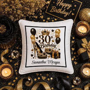 Oreiller de 30e anniversaire à paillettes dorées e