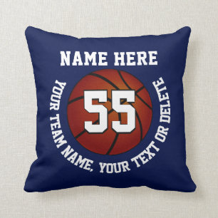 Oreiller de basketball personnalisé bleu marine et
