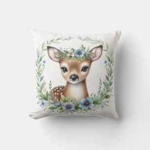 Oreiller de bébé cerf mignon en bleu