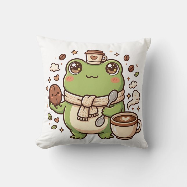 Oreiller de café Grenouille Kawaii (Recto)