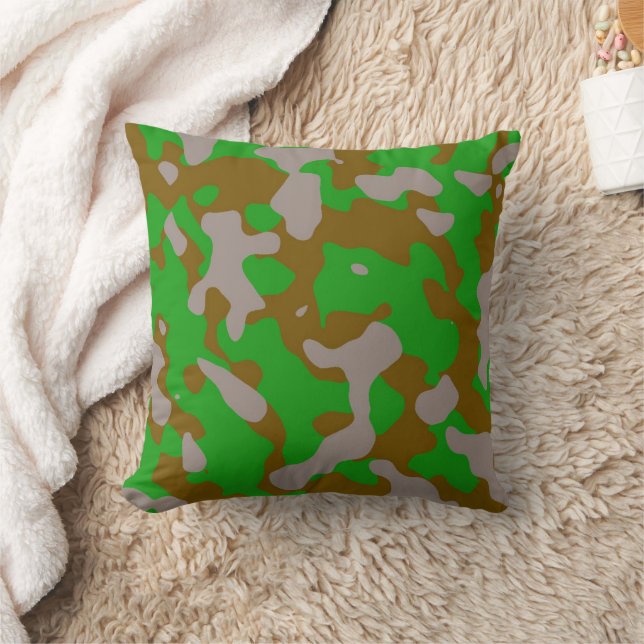 Oreiller de camouflage vert marron gris moderne (Couverture)