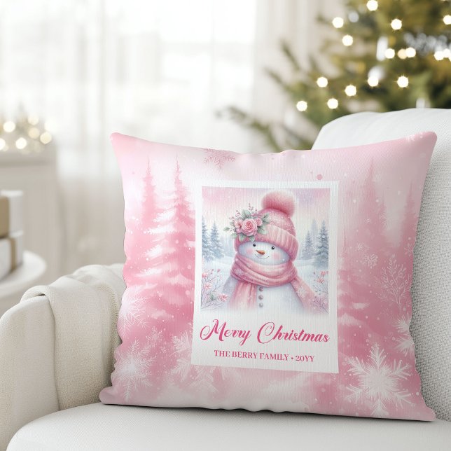 Oreiller de chambre d'enfants de forêt hivernale r (Magical Pinkmas Winter Forest Kids Room Pillow)