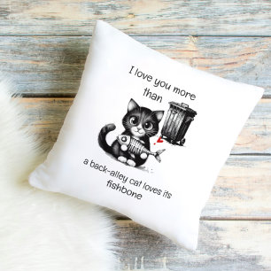 Oreiller de chat drôle – Citation d'amour d'arête