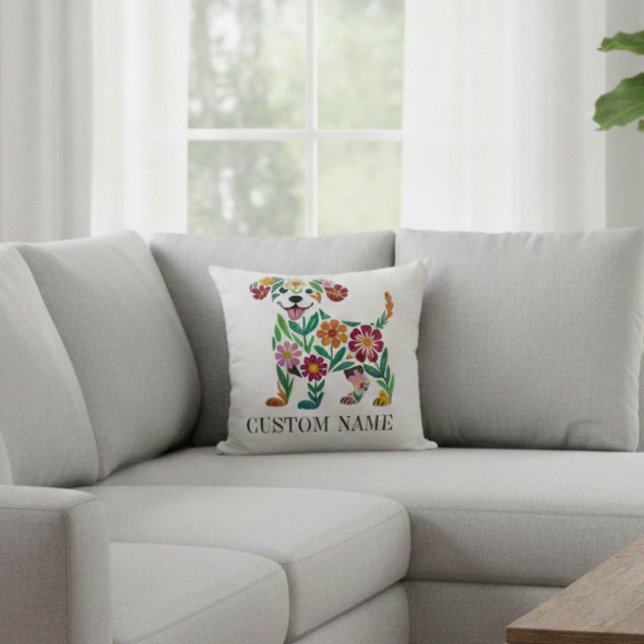Oreiller de chien floral personnalisé avec nom per (Créateur téléchargé)