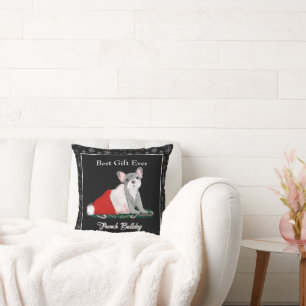 Oreiller de chiot Bouledogue français avec chapeau