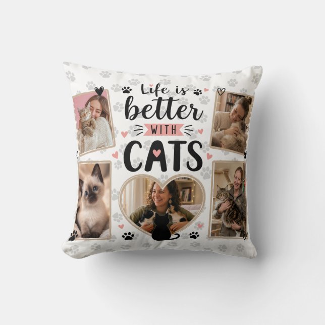 Oreiller de collage photo pour amateur de chats pe (Recto)