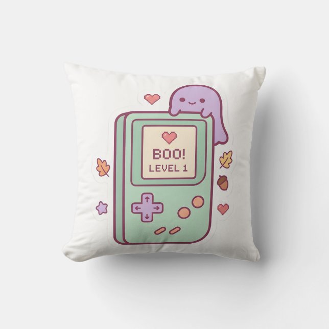 Oreiller de console de jeu fantôme Kawaii pastel (Recto)