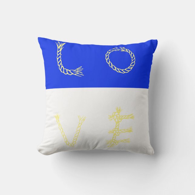 Oreiller de coussin d'amour bleu vif blanc (Recto)