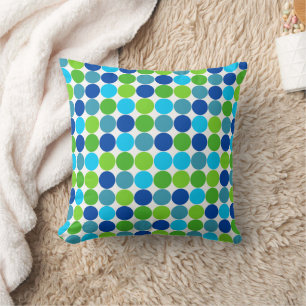 Oreiller de créateur à pois bleu vert