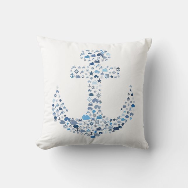Oreiller de décoration à jeter avec ancre nautique (Recto)