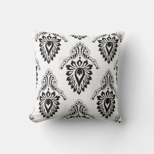 Oreiller de décoration - Damassé noir/blanc