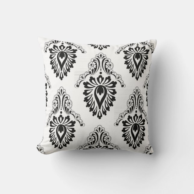 Oreiller de décoration - Damassé noir/blanc (Recto)