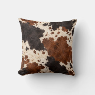 Oreiller de décoration en cuir de vache marron noi