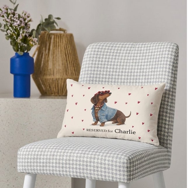Oreiller de famille coeurs de chien de Dachshund b (Créateur téléchargé)