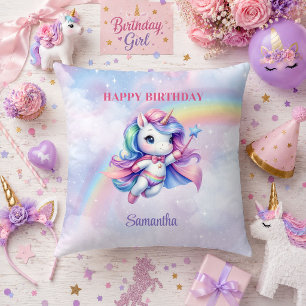 Oreiller de fête d'anniversaire de fille Licorne M