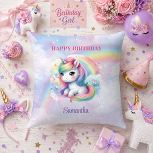 Oreiller de fête d'anniversaire Licorne Rose Viole