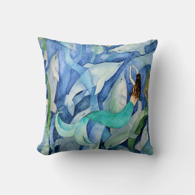 Oreiller de fête Dauphins et Sirène (Recto)