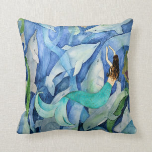 Oreiller de fête Dauphins et Sirène