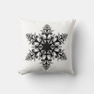 Oreiller de fête - Flocon de neige noir et blanc