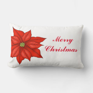 Oreiller de fête-Poinsettia rouge