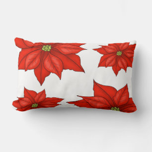 Oreiller de fête-Poinsettias rouges