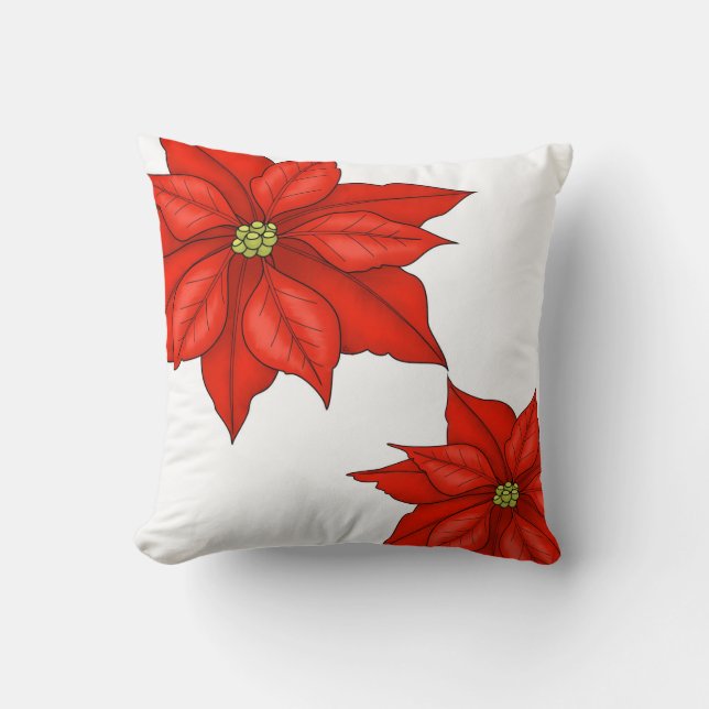 Oreiller de fête-Poinsettias rouges (Recto)