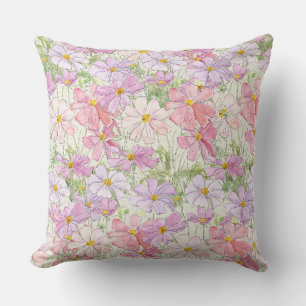 oreiller de fleurs de cosmos rose et violet pour l