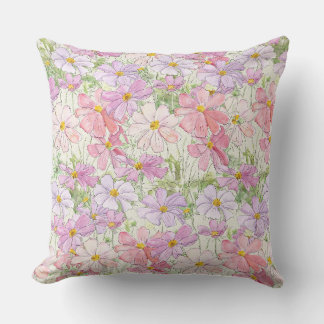 oreiller de fleurs de cosmos rose et violet pour l